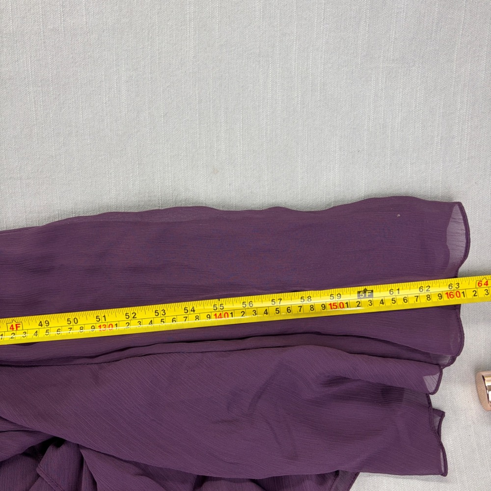 White by Vera Wang Gown Chiffon Plum Purple Solid Ruffle Size 14 VW360189 - Picture 8 of 9